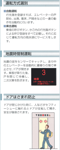 運転方式選別 / 地震時管制運転 / ドアはさまれ防止